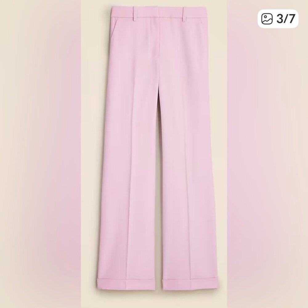 J Crew Cuffed wide-leg trouser pant in wool blend size 6 Frosty Lilac